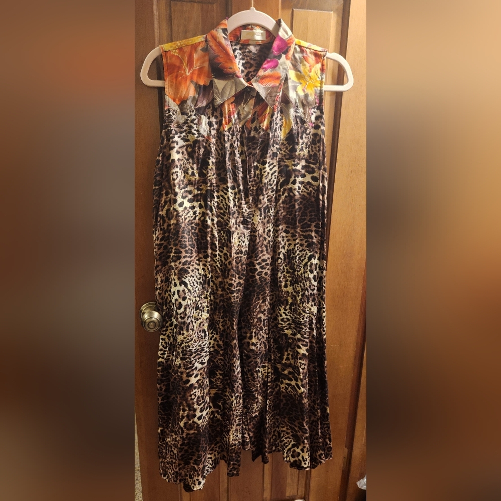 Beautiful Gottex Swim Cover Up. Animal Print With Tropical Colors at Top.  M/L